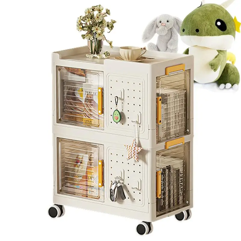 

Collapsible Storage Bins with Lids Clear Storage Bin with Wheels Pegboard Multifunctional Storage Cabinet Box home supplies