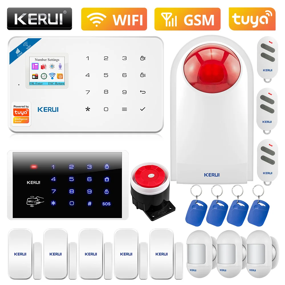 

KERUI W181 WIFI GSM Home Security Tuya Smart Alarm System APP Control Wireless Door Sensor PIR Motion Detector Burglar Alarm Kit