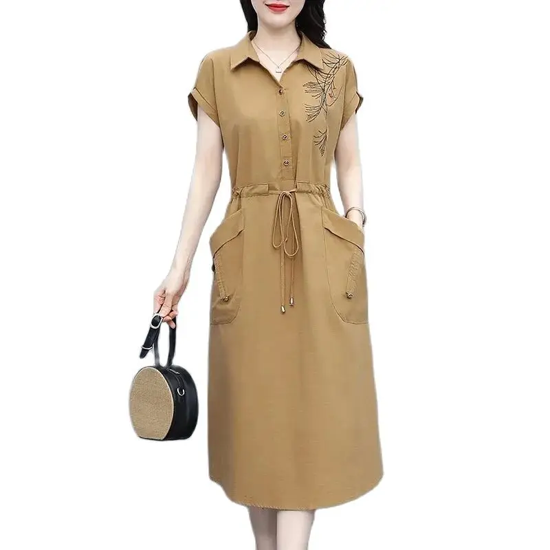 

Fashionable Loose Fitting dress For Women's New Summer Elegant And Slimming Waist Embroidery Long Casual Dress For Women.