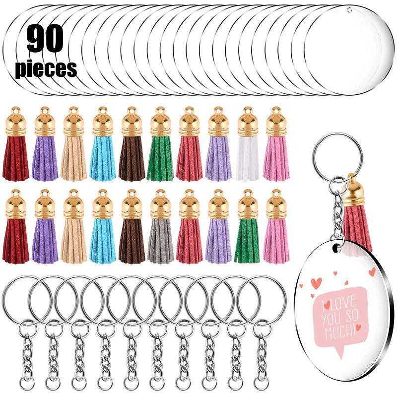 90 Pcs Acrylic Keychain Leather Tassel High Clear Acrylic Keyring Keychain Party Diy Festive Decoration
90 Pcs Acrylic Keychain Leather Tassel High Clear Acrylic Keyring Keychain Party Diy Festive Decoration