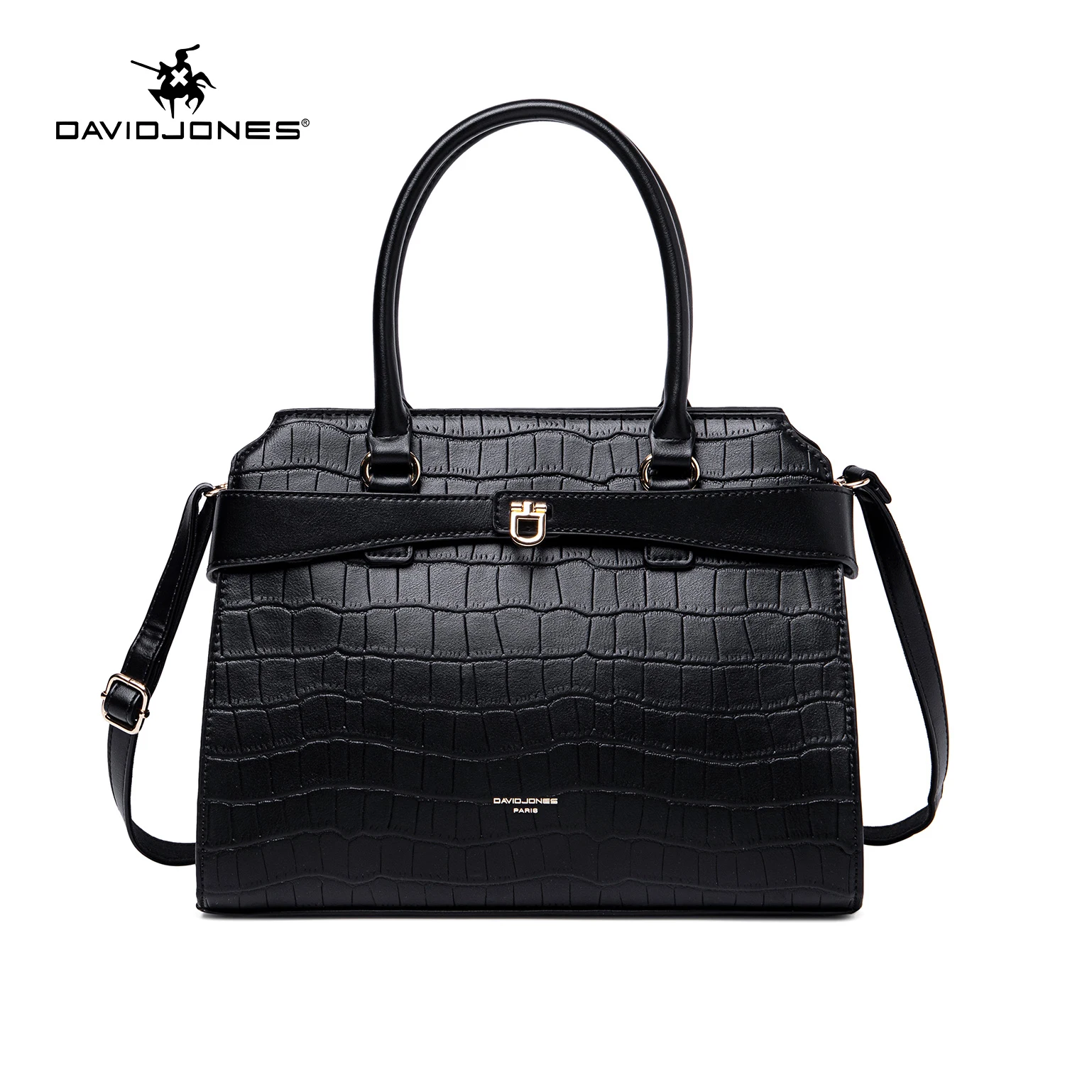 

David Jones Fashion Female Handbag Luxury Crossbody Bags for Women PU Leather Shoulder Bag Women Wide Straps Casual Satchels