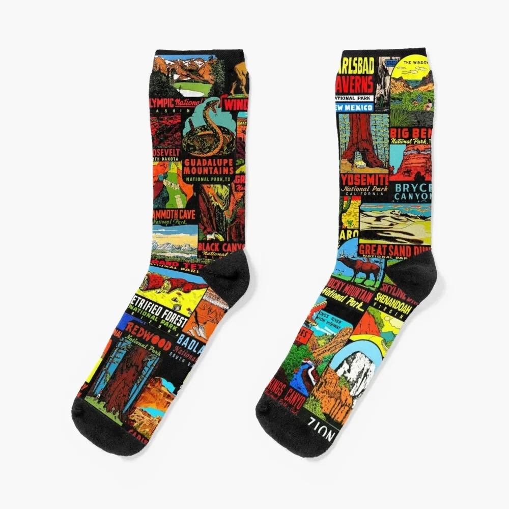 

American National Parks Vintage Travel Decal Bomb Socks funny gifts Sports Socks For Men Women's