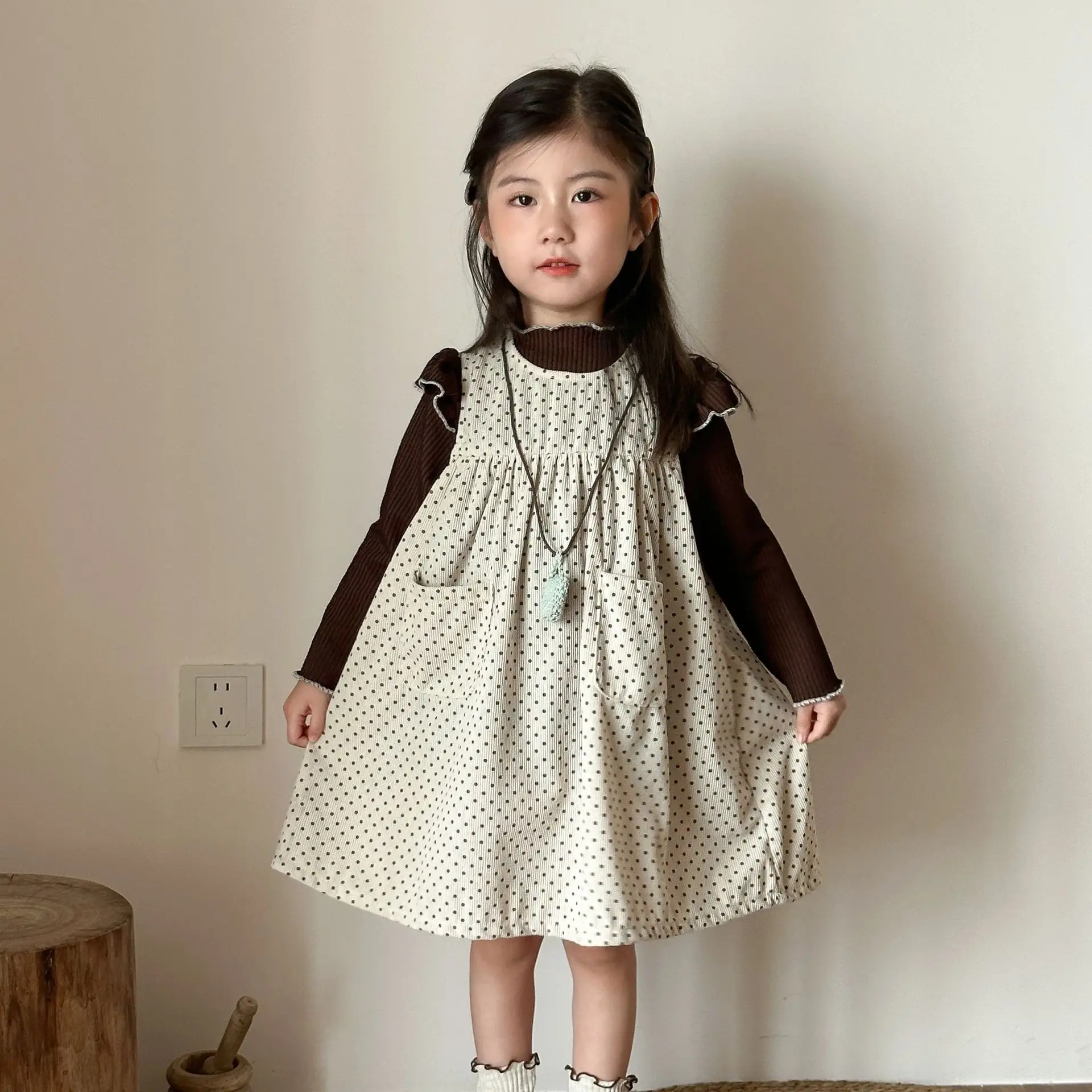 2025 Autumn New Children Sleeveless Dress Corduroy Girls Cute Polka Dot Vest Dress Kids Casual Dress Baby Girl Princess Dress 26 S42b8fff1fb124981a532d73fcfeddce5X