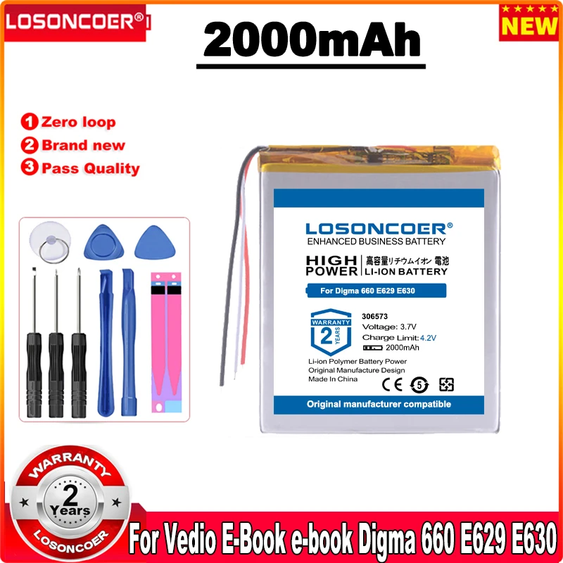 LOSONCOER 3 Line 306573 2000mAh Battery For E-Book Digma 660 E629 E630 BOYUE C61 Gmini T6lhd Lite r60g reader s665
LOSONCOER 3 Line 306573 2000mAh Battery For E-Book Digma 660 E629 E630 BOYUE C61 Gmini T6lhd Lite r60g reader s665