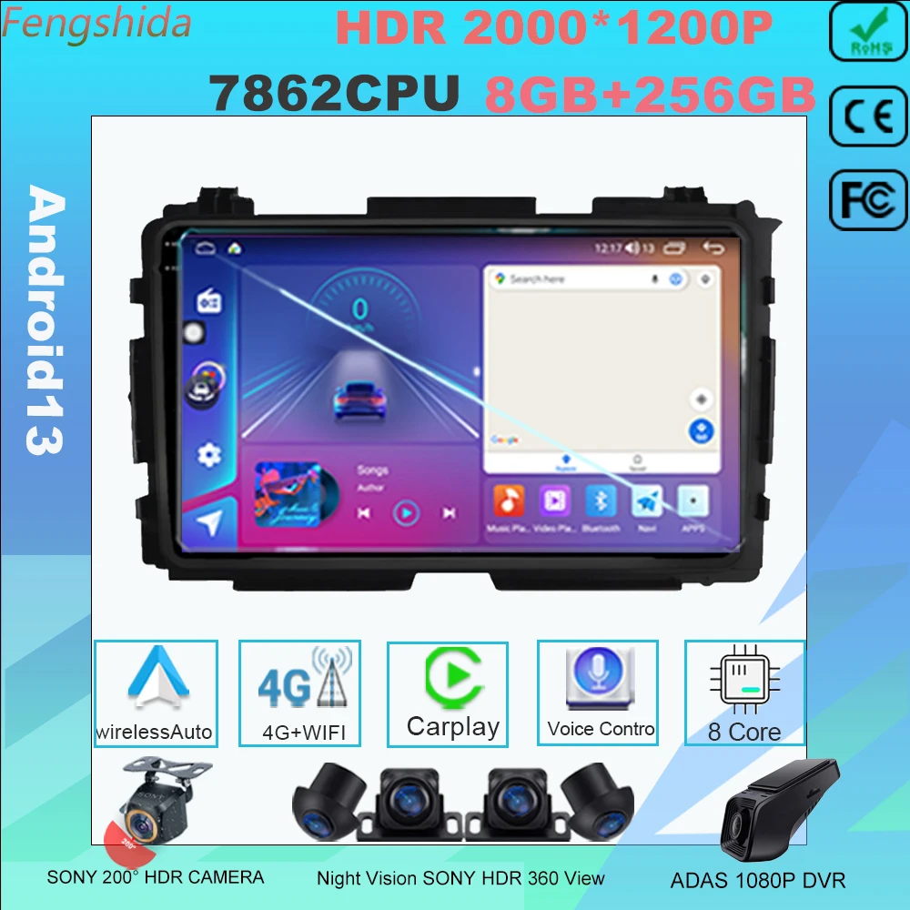 

Carplay Auto For Honda HR-V HRV XRV Vezel 2013-2018 Android 13 Car Radio head unit Multimedia Navigation GPS IPS 7862CPU no 2din