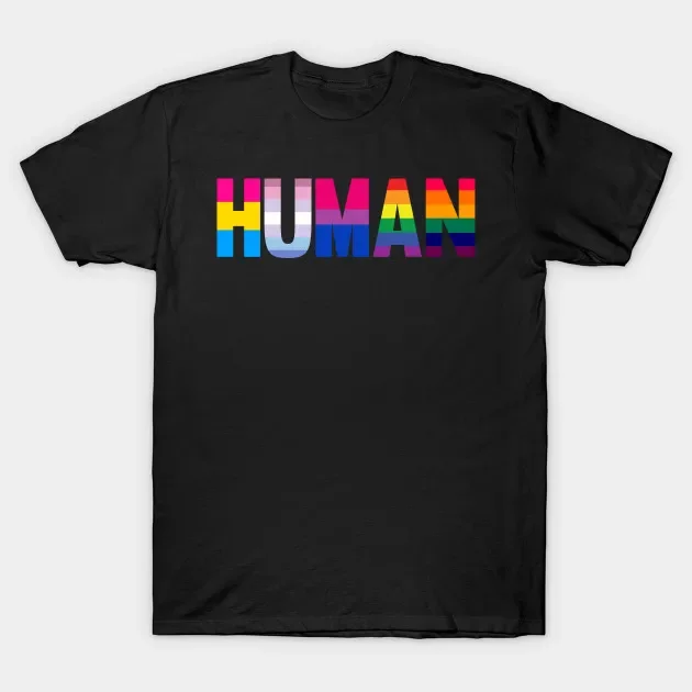 

2021 Men/Women's Summer Black Street Fashion Hip Hop HUMAN LGBT Flag Gay Pride Month Transgender Rainbow Lesbian T-shirt