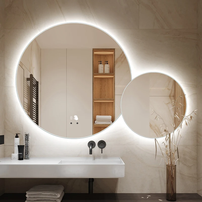 

Round Makeup Led Mirror Shower Body Light Nordic Dressing Table Wall Mirror Decor Backlight Shaving Espelhos Com Luzes Miroir