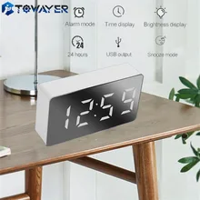 LED Mirror Table Clock Digital Alarm Snooze Display Time Night Light Desktop USB Alarm Clock Home Decor Gifts for Children LED Mirror Table Clock Digital Alarm Snooze Display Time Night Light Desktop USB Alarm Clock Home Decor Gifts for Children