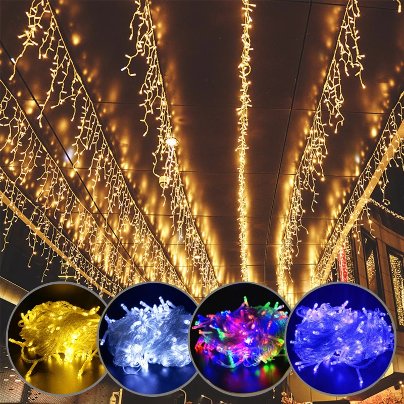 Christmas LED Curtain Icicle String Lights Garden Mall Street Eaves Decorative 120Leds Fairy Outdoor Garland Light Droop 0.6m
Christmas LED Curtain Icicle String Lights Garden Mall Street Eaves Decorative 120Leds Fairy Outdoor Garland Light Droop 0.6m