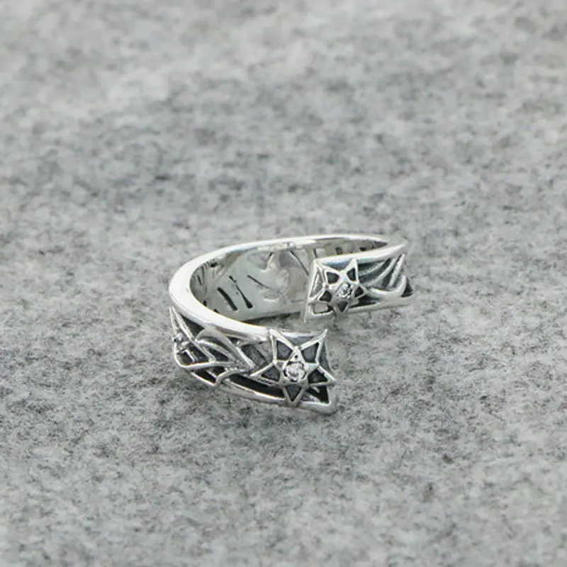 Винтажный открытый палец из стерлингового серебра S925 пробы, с открытым ртом, модный, в стиле панк, для мужчин и женщин, указательный палец, пятиконечная звезда, креативная личность
Винтажный открытый палец из стерлингового серебра S925 пробы, с открытым ртом, модный, в стиле панк, для мужчин и женщин, указательный палец, пятиконечная звезда, креативная личность