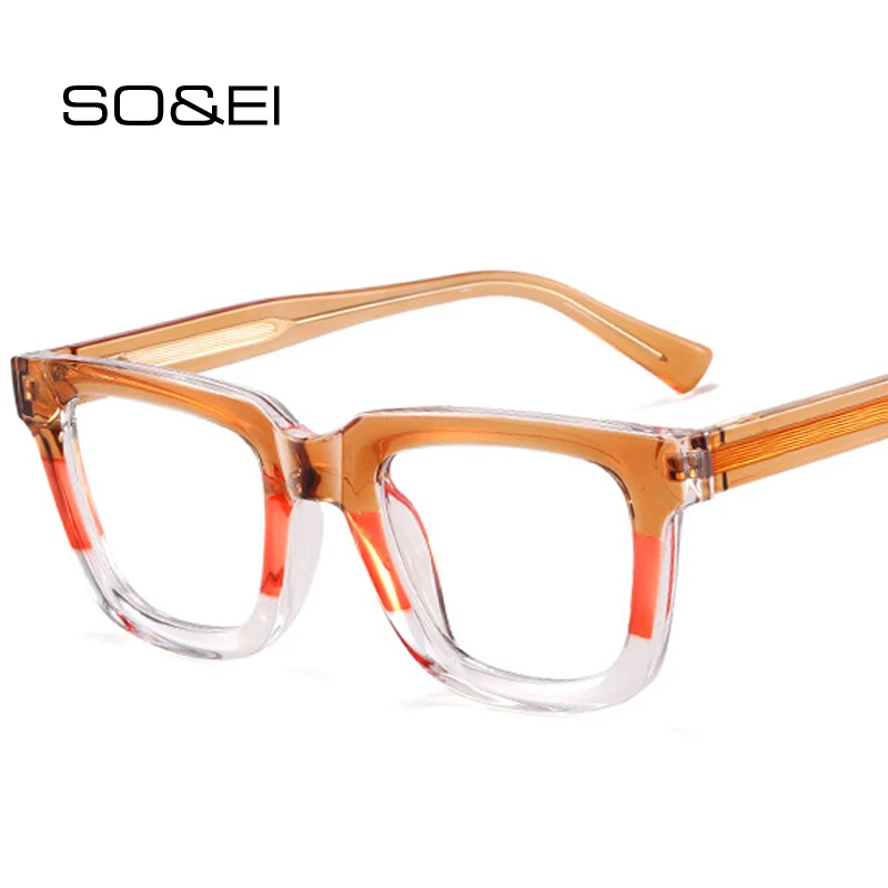 

SHAUNA Fashion Double Color TR90 Square Women Glasses Frames Retro Optical Men Clear Anti Blue Light Eyewear Frame