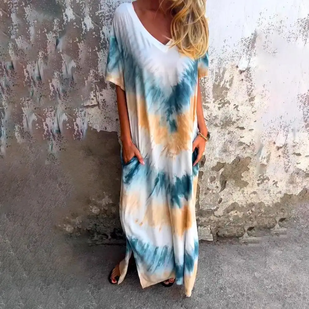 Loose Cut Long Dress Stylish Women's Tie-dye Maxi Dress with V Neck Gradient Colorblock Design for Casual Daily Wear Short
Loose Cut Long Dress Stylish Women's Tie-dye Maxi Dress with V Neck Gradient Colorblock Design for Casual Daily Wear Short