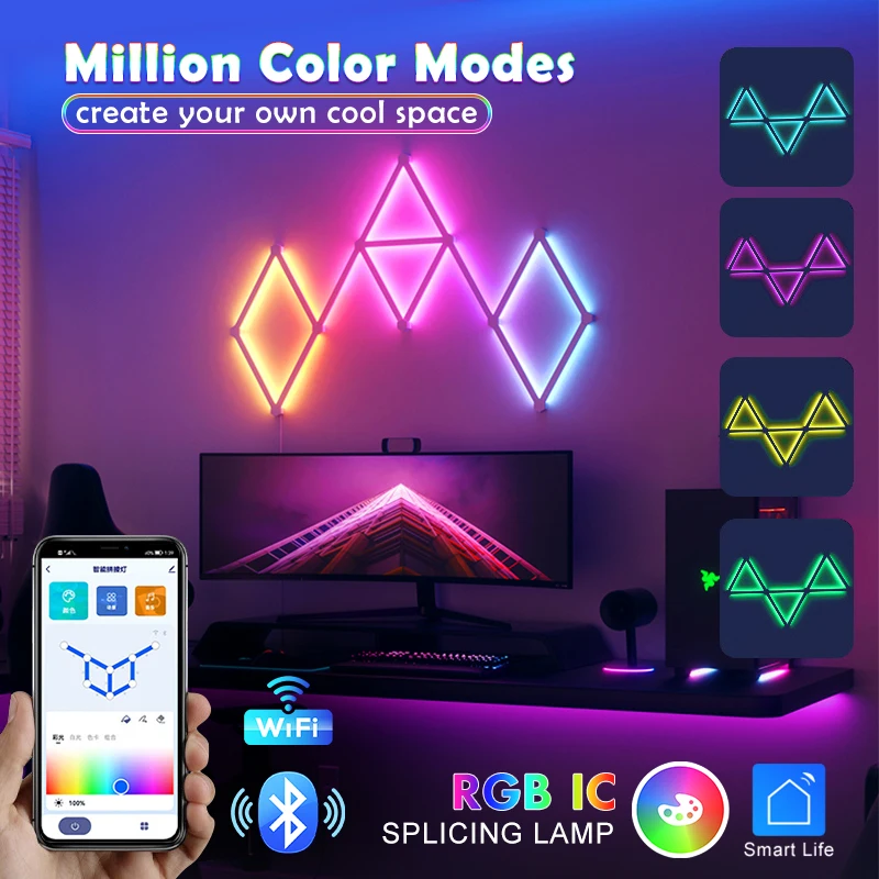 Умное приложение RGB IC, настенная лампа, атмосфера «сделай сам», ночник, внутренний музыкальный ритм, полоса освещения, подсветка, спальня, игровая комната, Декор
Умное приложение RGB IC, настенная лампа, атмосфера «сделай сам», ночник, внутренний музыкальный ритм, полоса освещения, подсветка, спальня, игровая комната, Декор