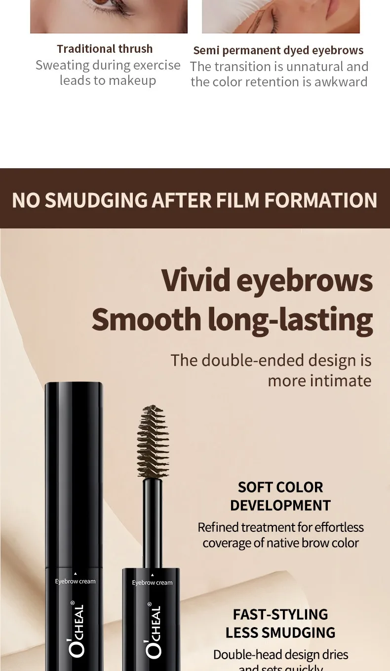 2-in-1 Double-Ended Brow Cream Gel - Smudge-Proof Waterproof Sweat-Resistant Long Lasting Eyebrow Tint Natural Hair-Like Strokes 8 S42c291aa188a4085970c2ab4b950312aW