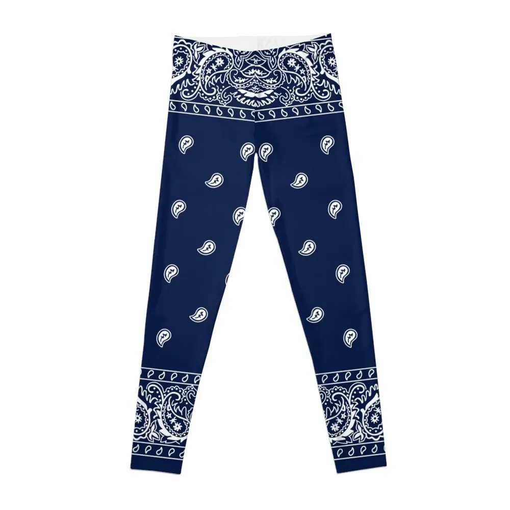 

Bandana - Blue - Paisley Bandana Leggings Women's gym Women's push up Womens Leggings