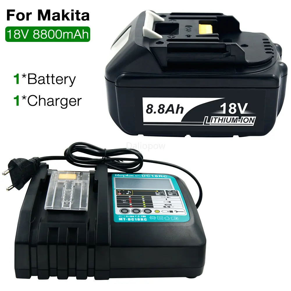 Battery+Charger Set) 18V 8800mAh Rechargeable Battery for Makita BL1860 BL1850 BL1840 BL1830 LXT400 BL1815 Cordless Power Tools 
Battery+Charger Set) 18V 8800mAh Rechargeable Battery for Makita BL1860 BL1850 BL1840 BL1830 LXT400 BL1815 Cordless Power Tools