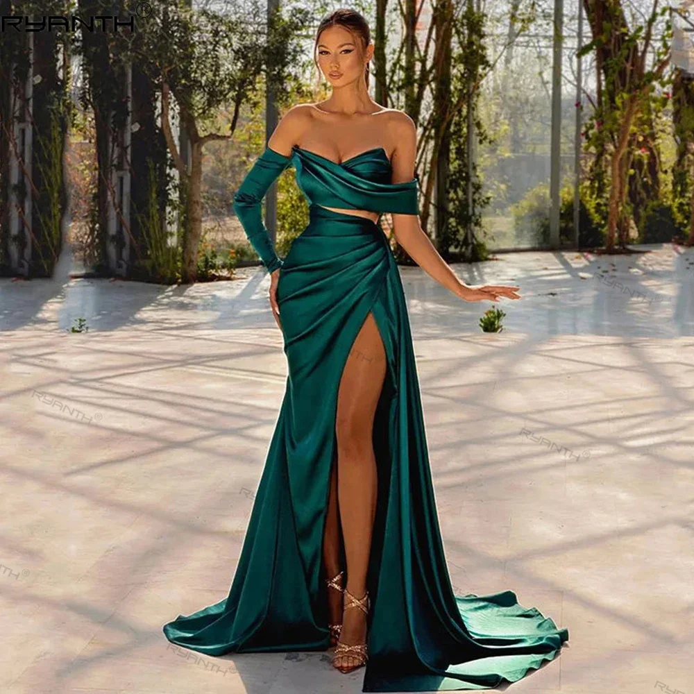 Ryanth Sexy Mermaid Backless Long Evening Dresses Gorgeous Satin Beautiful Off Shoulder With Sleeves And High Slit Party Prom
Ryanth Sexy Mermaid Backless Long Evening Dresses Gorgeous Satin Beautiful Off Shoulder With Sleeves And High Slit Party Prom