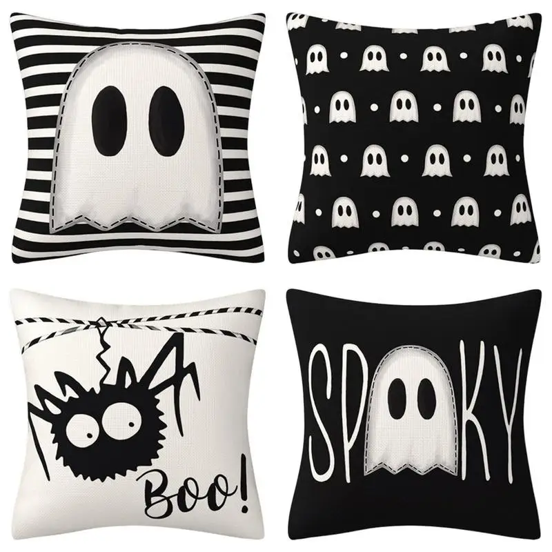 

Halloween Throw Pillow Covers 4 Pcs Pumpkin Boo Bat Ghost Throw Pillow Covers Ghost Pillow Cover Decorative Pillow Covers For