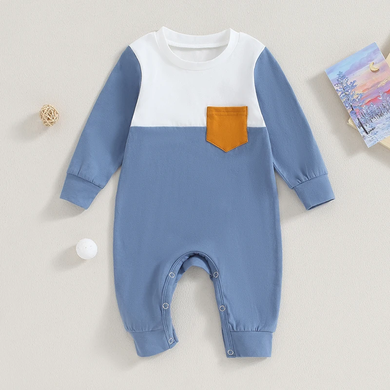 Spring Autumn Newborn Baby Boys Girls Rompers Clothing Patchwork Pocket Long Sleeve O-neck Pullover Jumpsuits Overalls Costume
Spring Autumn Newborn Baby Boys Girls Rompers Clothing Patchwork Pocket Long Sleeve O-neck Pullover Jumpsuits Overalls Costume