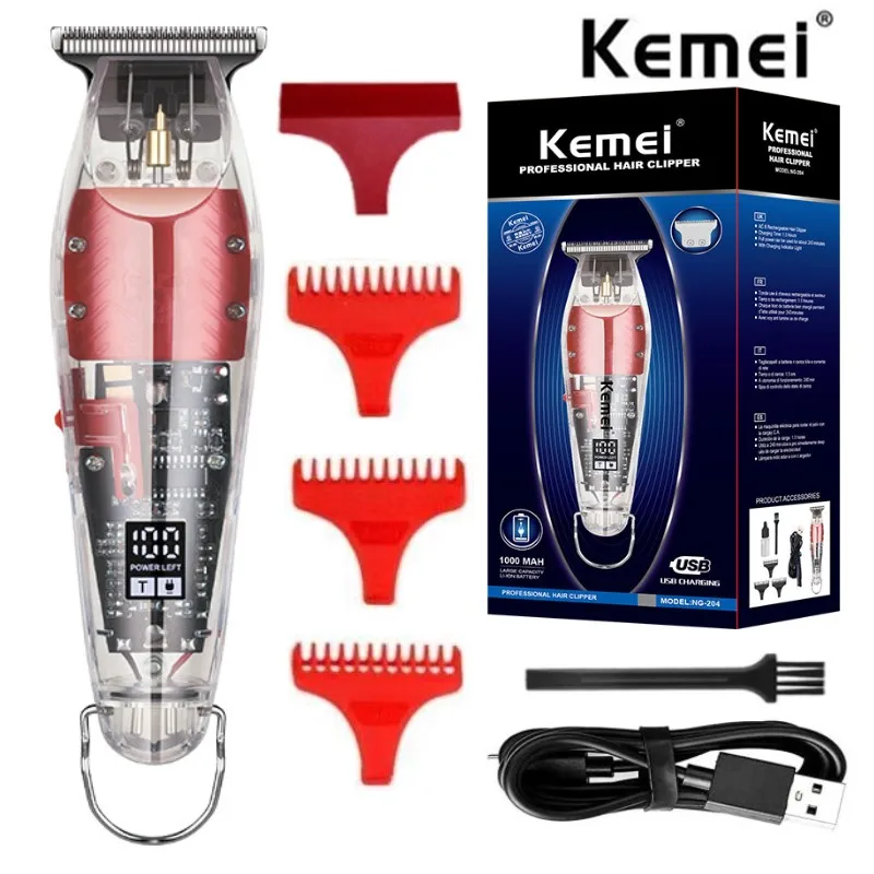 Kemei professional small size hair clipper KM-NG204 transparent body oil head carving clippers LCD LCD digital display clipper
Kemei professional small size hair clipper KM-NG204 transparent body oil head carving clippers LCD LCD digital display clipper
