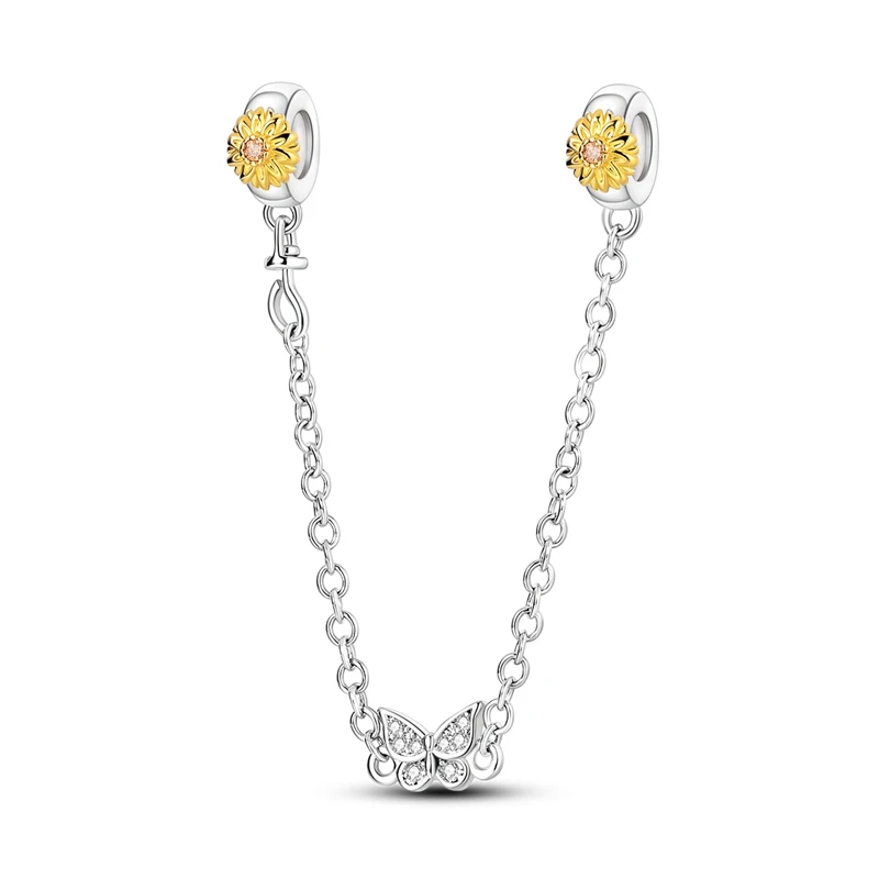 Small Fresh S925 Sterling Silver Butterfly Sunflower Safety Chain Charm Fit Pandora Bracelet Women's Valentine's Day Gift
Small Fresh S925 Sterling Silver Butterfly Sunflower Safety Chain Charm Fit Pandora Bracelet Women's Valentine's Day Gift