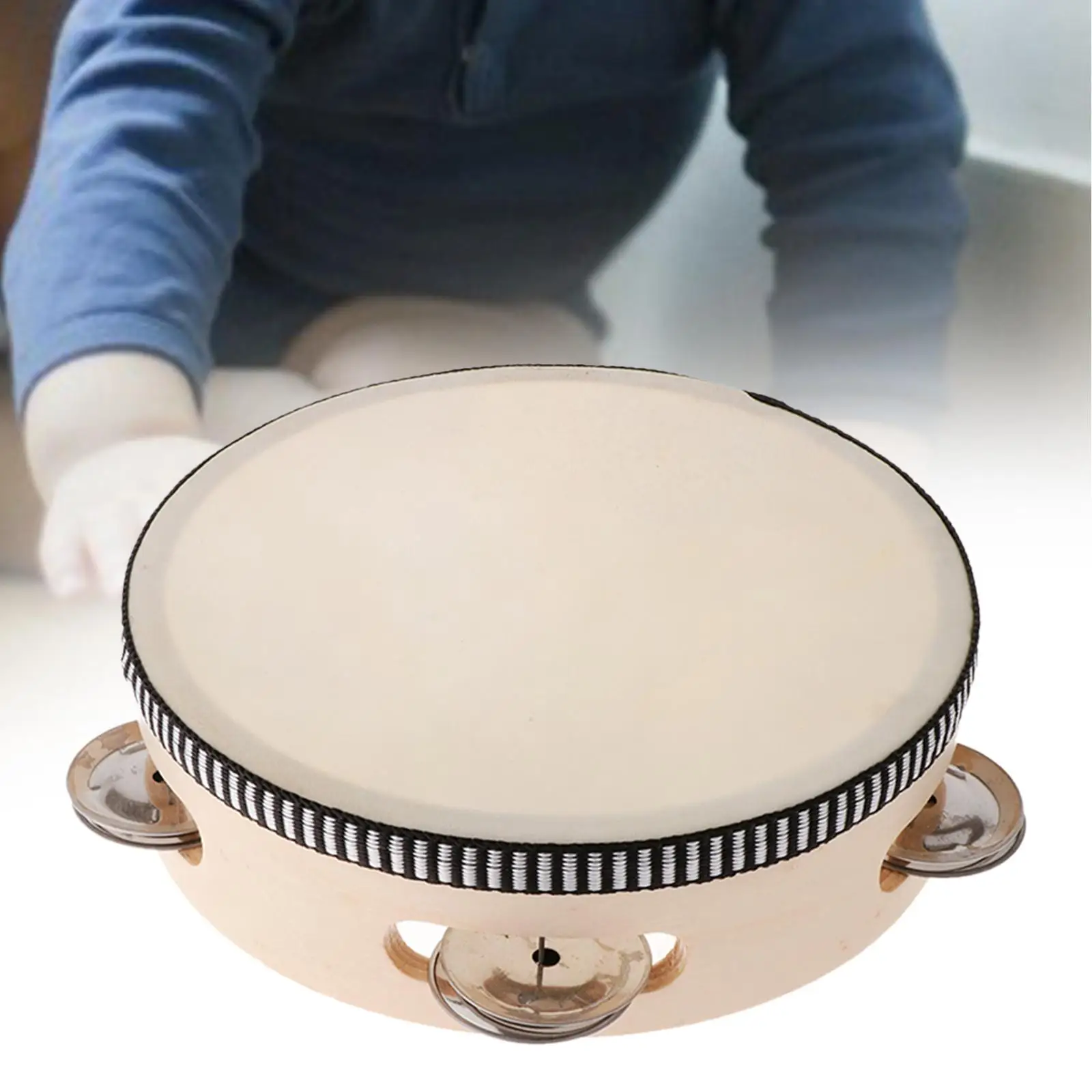 

Tambourine Metal Bell Durable Gift Musical Instrument ,Handheld Drum Percussion for KTV Party Adults Kids