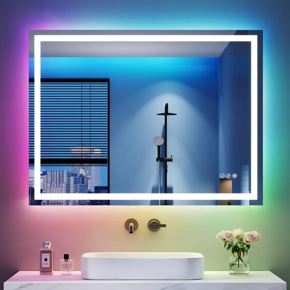 Wall Mounted Bathroom Vanity Mirror RGB LED Bathroom Mirror With Light Anti-Fog Dimmable Memory Makeup Mirrors Backlight the
Wall Mounted Bathroom Vanity Mirror RGB LED Bathroom Mirror With Light Anti-Fog Dimmable Memory Makeup Mirrors Backlight the