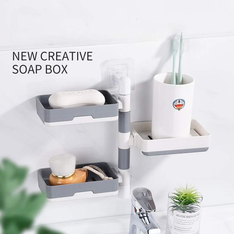 Home Soap Box Wall-mounted Non-perforated Rotatable Draining Soap Rack Bathroom Bathroom Creative Shelves Multi-layers
Home Soap Box Wall-mounted Non-perforated Rotatable Draining Soap Rack Bathroom Bathroom Creative Shelves Multi-layers