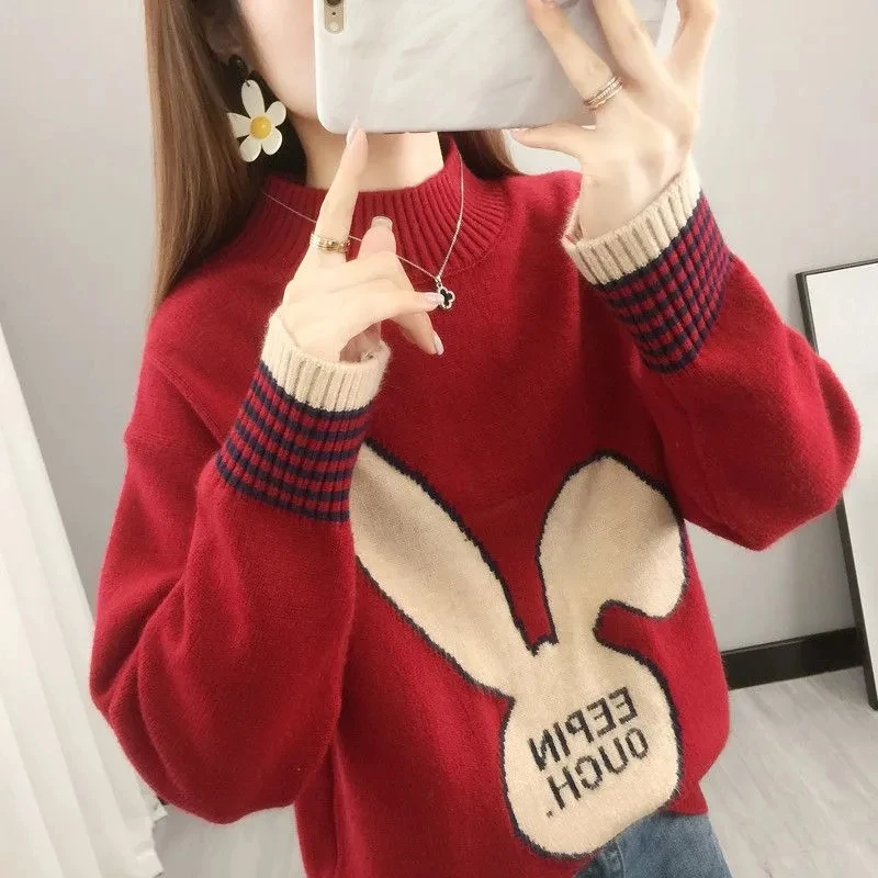 Women's Sweater 2023 Autumn Winter Half-neck Rabbit Pullover Top Long Sleeve Knitted Bottoming Shirt Female
Women's Sweater 2023 Autumn Winter Half-neck Rabbit Pullover Top Long Sleeve Knitted Bottoming Shirt Female