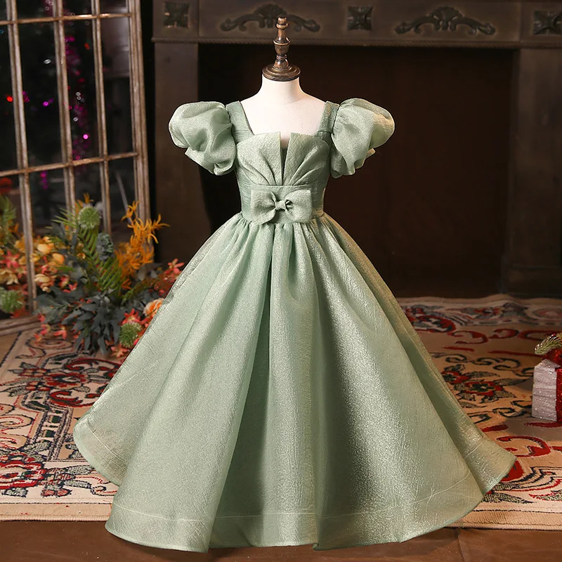 

Girl's Green Evening Dress, Princess Dress, Girl Host's Walk Show, Piano Performance Suit