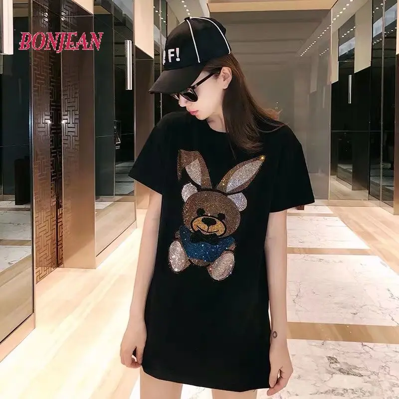 2022 Oversized 100% Cotton Beading Rabbit Bear Cartoon Korean Version Short-sleeved T-shirt Women's Loose Tide Brand Y2K Top
2022 Oversized 100% Cotton Beading Rabbit Bear Cartoon Korean Version Short-sleeved T-shirt Women's Loose Tide Brand Y2K Top