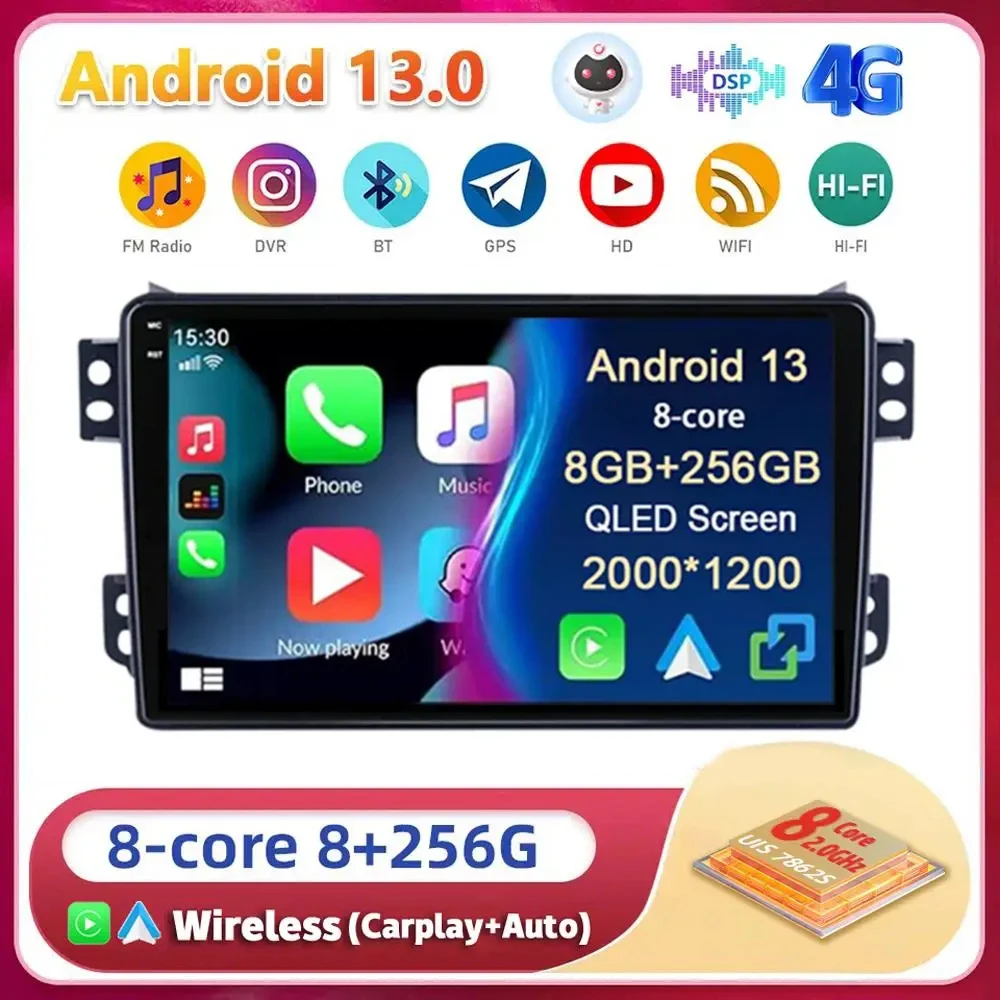 

Android 13 Carplay WIFI+4G For OPEL Agila SUZUKI Splash Ritz 2008-2014 Car Radio GPS Multimedia Player Stereo Head Unit 2din DSP