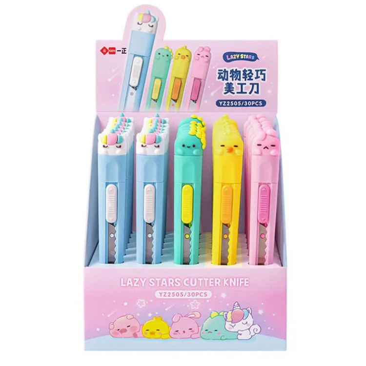 30 pcs/lot Cartoon Unicorn Duck Dinosaur Utility Knife Cute Paper Cutter Cutting Razor Blade School Supply Stationery gift 
30 pcs/lot Cartoon Unicorn Duck Dinosaur Utility Knife Cute Paper Cutter Cutting Razor Blade School Supply Stationery gift