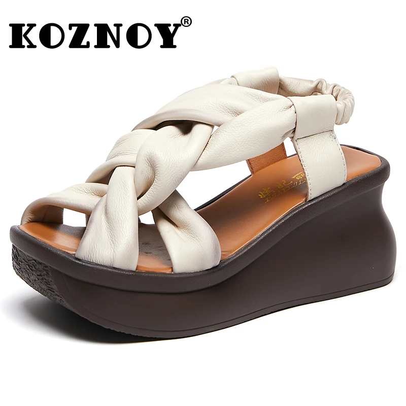 Koznoy 7cm Women Sandals Weave Cow Genuine Leather Hollow Moccasins Fashion Natural Platform Flats Chunky Sneakers Elastic Shoes
Koznoy 7cm Women Sandals Weave Cow Genuine Leather Hollow Moccasins Fashion Natural Platform Flats Chunky Sneakers Elastic Shoes