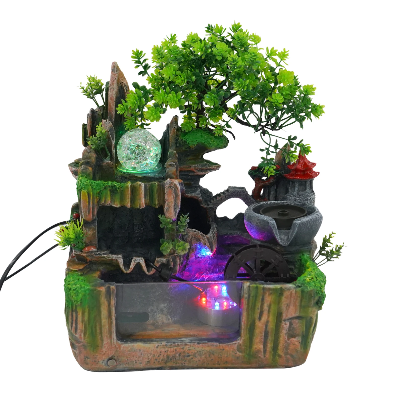 Rockery Fountain Small Rockery Water Fountain Indoor with LED Lamp Atomization Effect Suitable for Office Decoration Rockery Fountain Small Rockery Water Fountain Indoor with LED Lamp Atomization Effect Suitable for Office Decoration