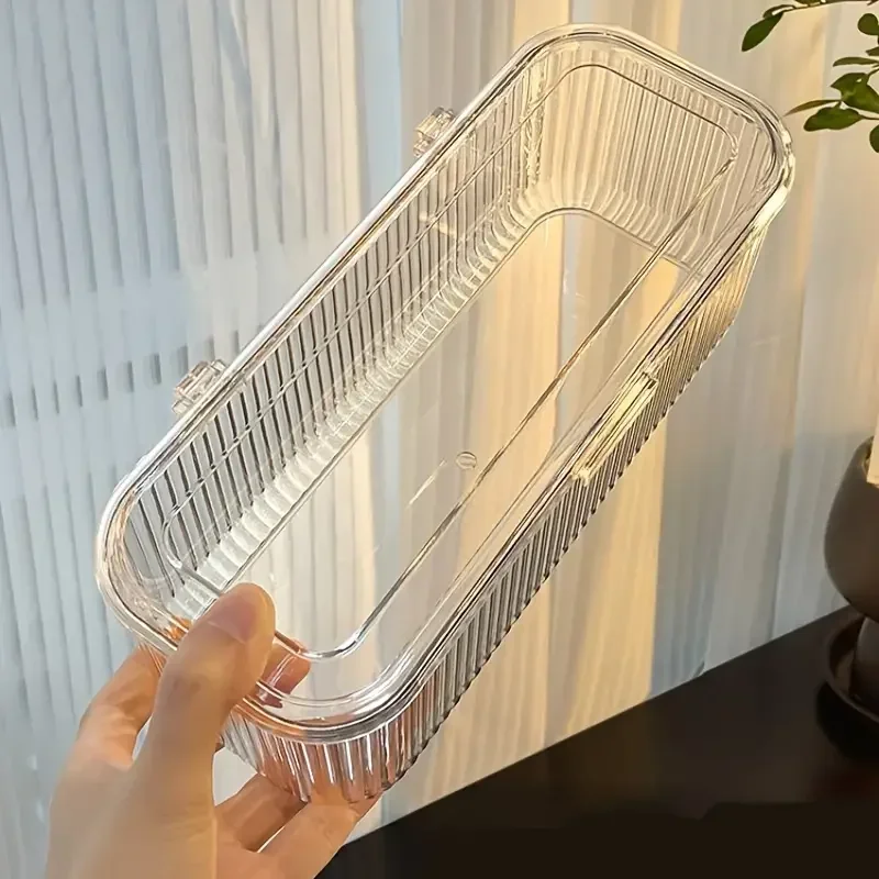 Storage Box Cosmetic Storage Box Transparent Stripe Rectangular Cover Dust Proof Handmade Nail Sealed Table Top Packaging Box 7 S42d804dfe3a8491697a5e853a4853b1fU