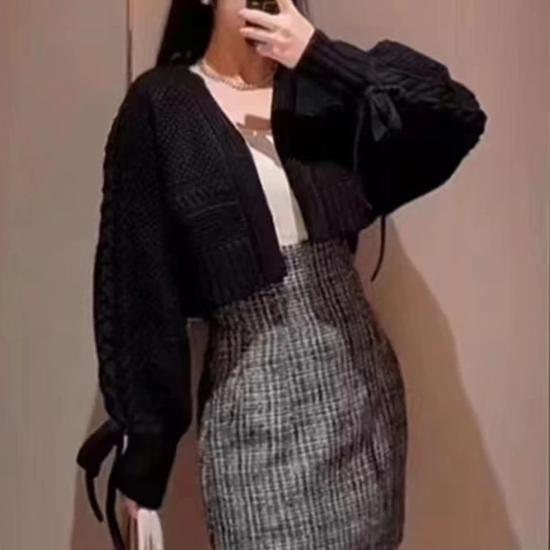 

Fashion V-Neck Lace-Up Twisted Warm Sweater Elegant Office-lady Batwing Long Sleeve Knitted Cardigan Sweet Shawl Tops Coat 28202