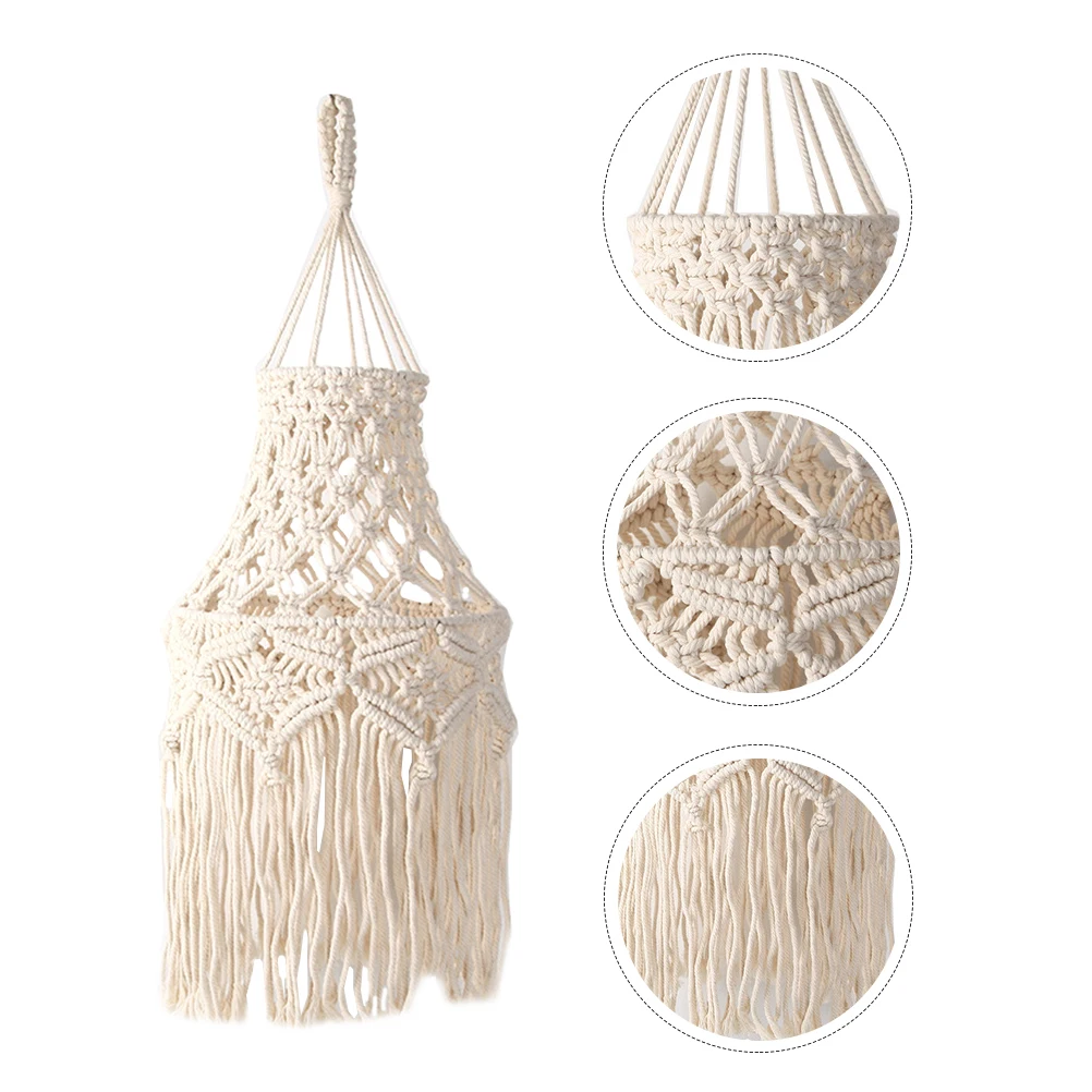 Boho Woven Ceiling Light Cover - Cotton Hanging Lampshade with Dust Protection 5 S42d93a668e584522b011a8a344a6e7bfL