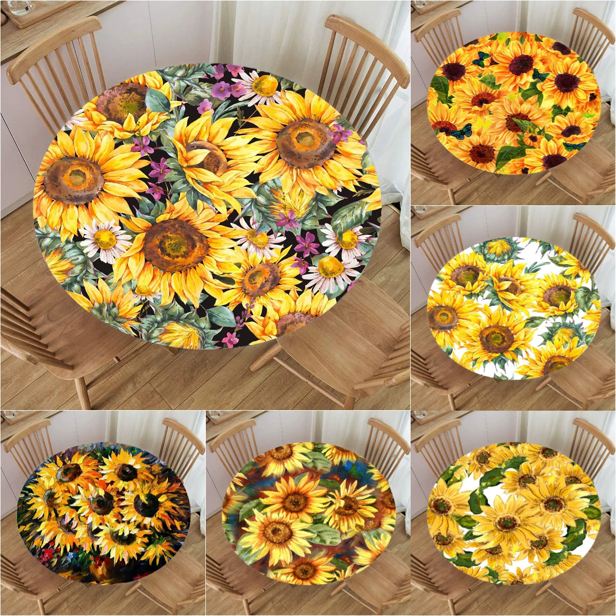 Sunflower Round Tablecloth Fitted Waterproof Table Covers With Elastic Protector Table Cloth Kitchen Wedding Decor
Sunflower Round Tablecloth Fitted Waterproof Table Covers With Elastic Protector Table Cloth Kitchen Wedding Decor
