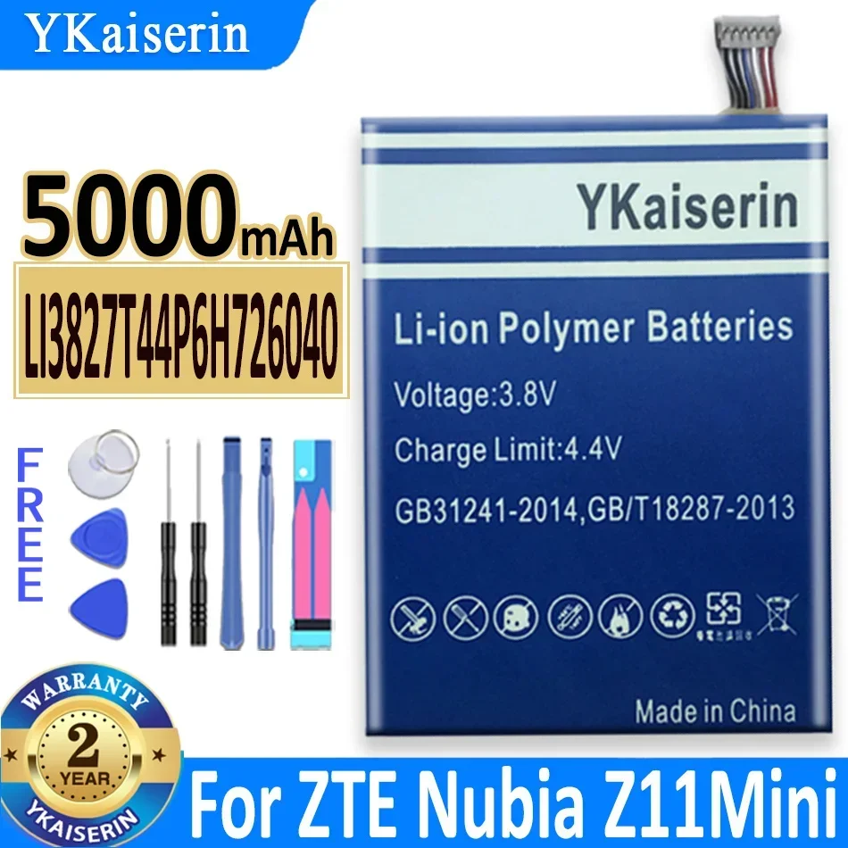 

Аккумулятор ykaisin 5000 мАч Li3827T44P6h726040 для ZTE Nubia Z11 Mini/Z11Mini/Z 11 Mini NX529J, батарея + Бесплатные инструменты