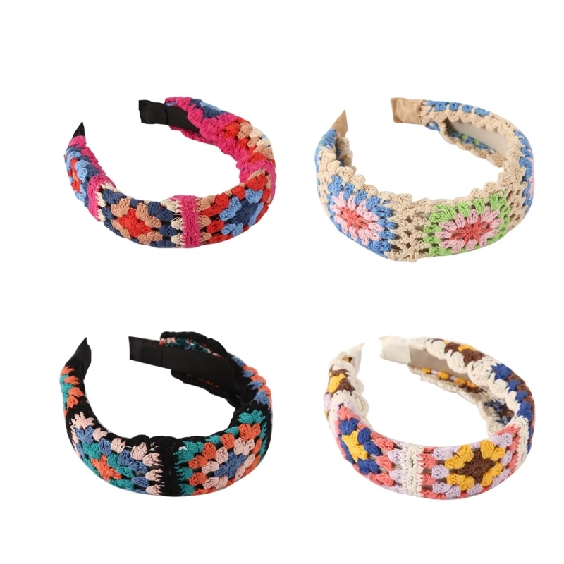 

Cloth Headband for Woman with Crochet Pattern Delicate Headbands Headbands Sweet Hairbands Yoga Supplies