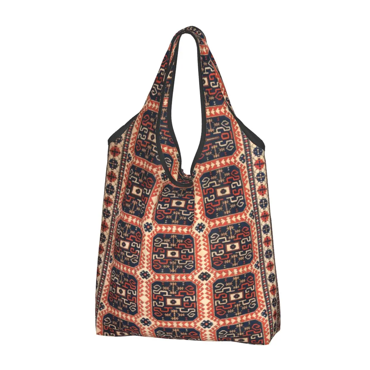 

Turkish Kilim Antique Ethnic Tribal Style Grocery Shopping Bags Shopper Tote Shoulder Bag Portable Bohemian Geometric Handbag