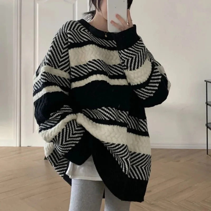 Hdspq Knitted Striped Sweaters Women 2023 Autumn Winter Loose Long Sleeve Sweater Jumper Woman Korean Style O-Neck Pullovers
Hdspq Knitted Striped Sweaters Women 2023 Autumn Winter Loose Long Sleeve Sweater Jumper Woman Korean Style O-Neck Pullovers