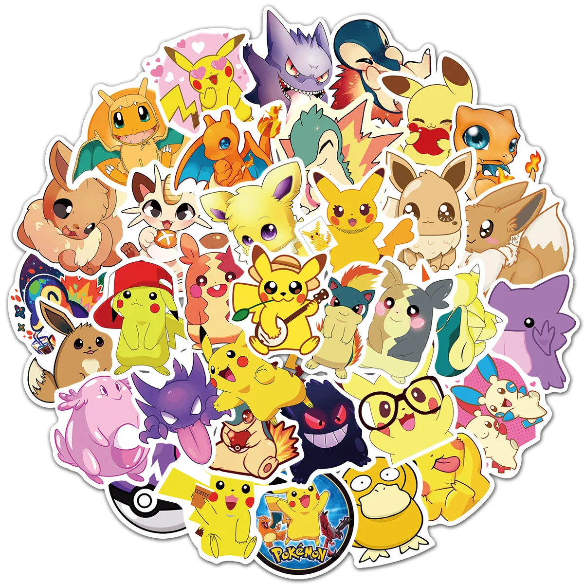 

50 Pokemon Anime Graffiti Stickers Waterproof Removable Car Trolley Case Notebook Stickers Kawaii