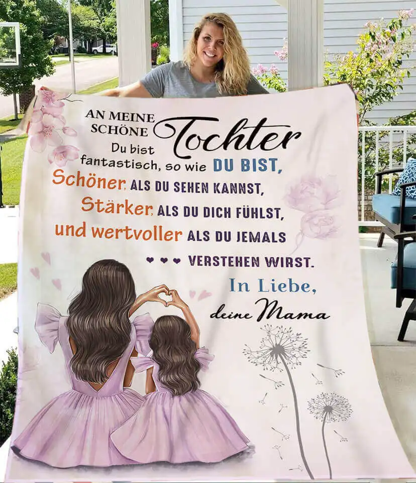 

Одеяло с надписью на немецком языке от матери до дочери, Фланелевое зимнее одеяло, сохраняющее тепло, мягкое, удобное для подарка на день рождения, для взрослых