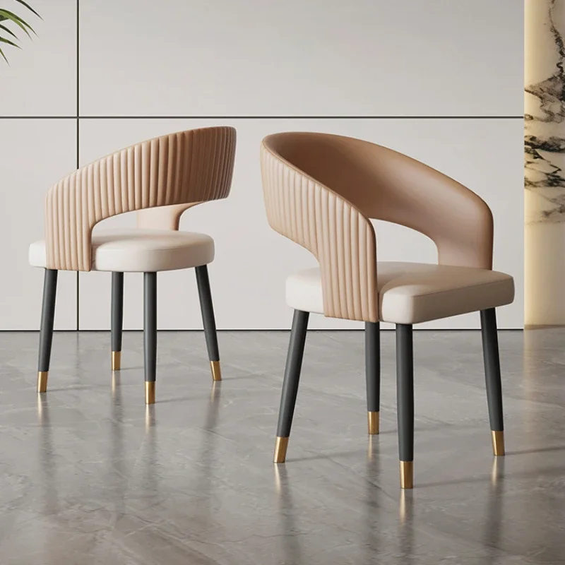 

Роскошный современный стул, деревянный дизайнерский обеденный стул в скандинавском стиле, высокий простой стул для ресторана, отеля, кожаный стул для столовой, домашняя мебель