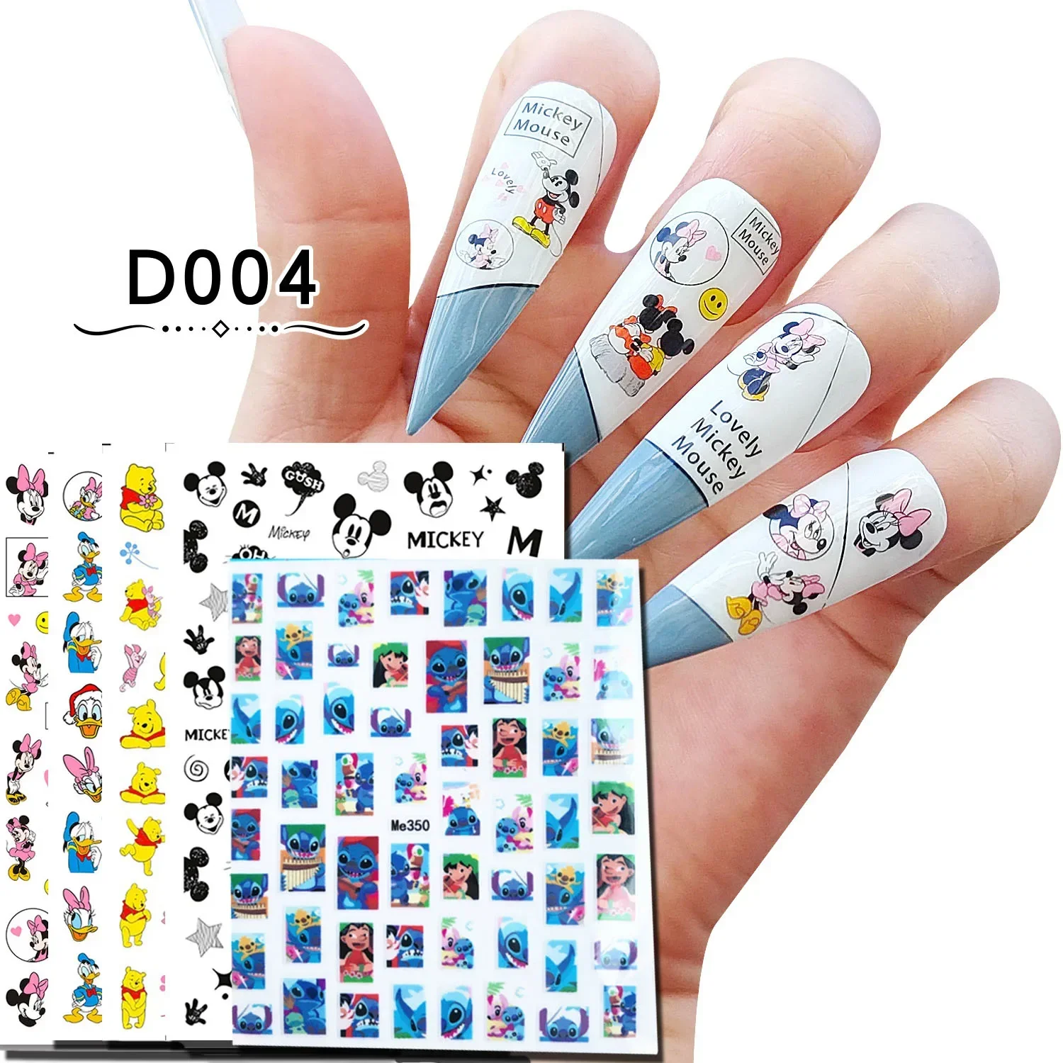 

Disney Stitch Cartoon Nail Decals Stickers for Nails Stickers Mickey Mouse Anime Series Nail Decoration Nail Art Accessories