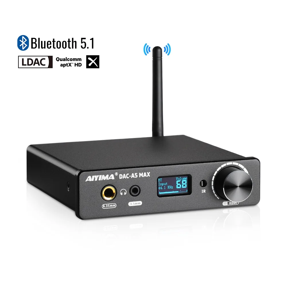 AIYIMA Audio DAC A5 MAX Bluetooth DAC Headphone Amplifier ES9018K2M QCC5125 HIFI Decoder Audio APTX-HD LDAC USB Optical Coaxial
AIYIMA Audio DAC A5 MAX Bluetooth DAC Headphone Amplifier ES9018K2M QCC5125 HIFI Decoder Audio APTX-HD LDAC USB Optical Coaxial