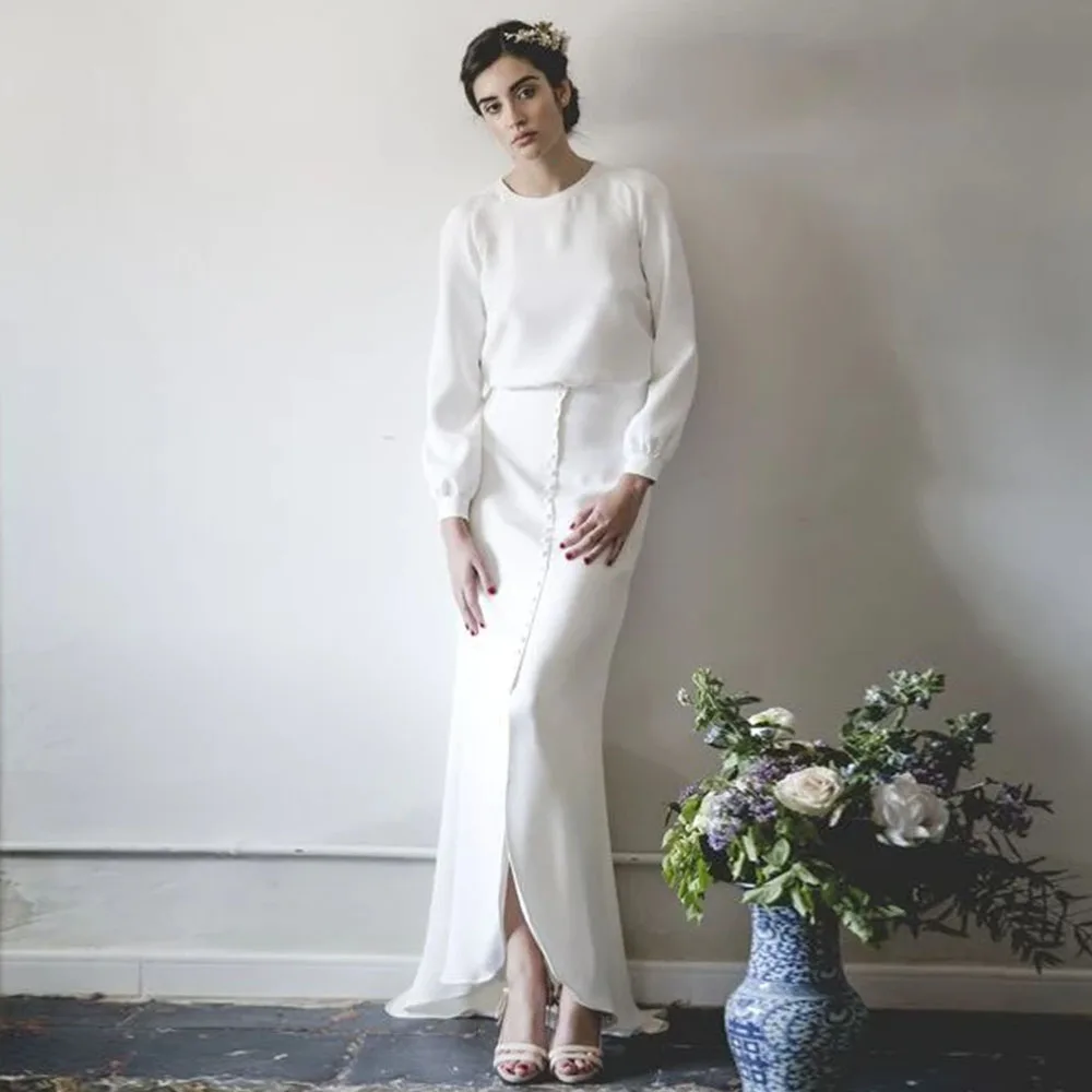 Muslim High Quality A-line Ivory Full Wedding Dresses Button High Collar 2023 Satin Brideing Dress Floor Length robe de mariée
Muslim High Quality A-line Ivory Full Wedding Dresses Button High Collar 2023 Satin Brideing Dress Floor Length robe de mariée
