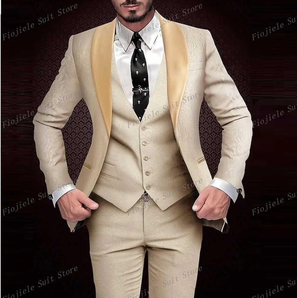 

New Business Party Prom Perform Men Suit Groom Groomsman Wedding Casual Formal Occasion Tuxedos 3 Piece Set Jacket Vest Pants